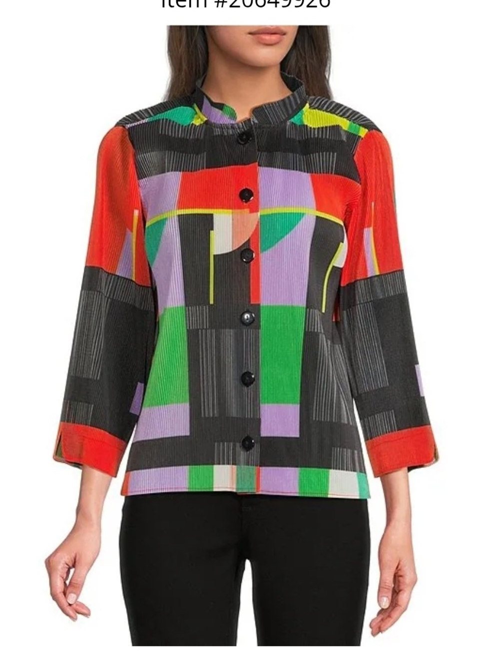 Ali Miles Multicolor Geometric Button Jacket